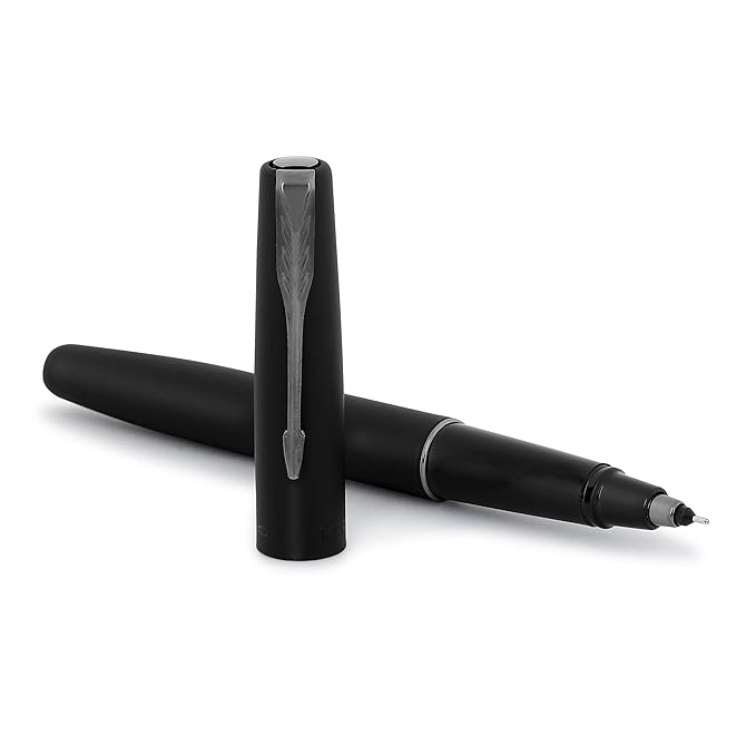 Parker Frontier Matte Black Roller Ball Pen | Gunmetal Trim |Ink Color – Blue