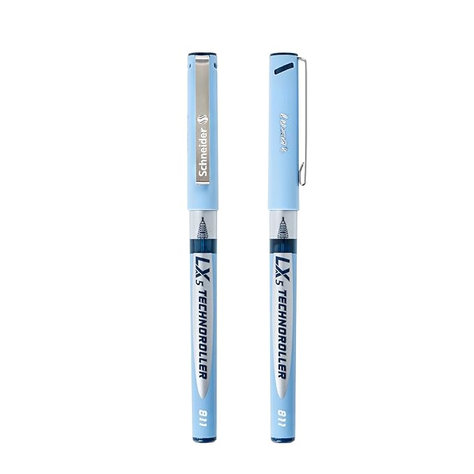 Luxor Schneider LX5 Technoroller| Pack of 2| Blue Ink Colour|0.5 mm tip|100% Liquid Ink Roller Pen| German Technology| Smooth writing experience| Ideal Pen for Students & Professionals