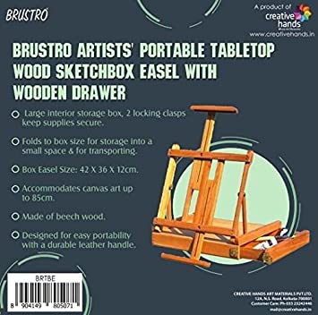 Brustro Artists’ Portable Tabletop Wood Sketchbox Easel With Wooden Drawer