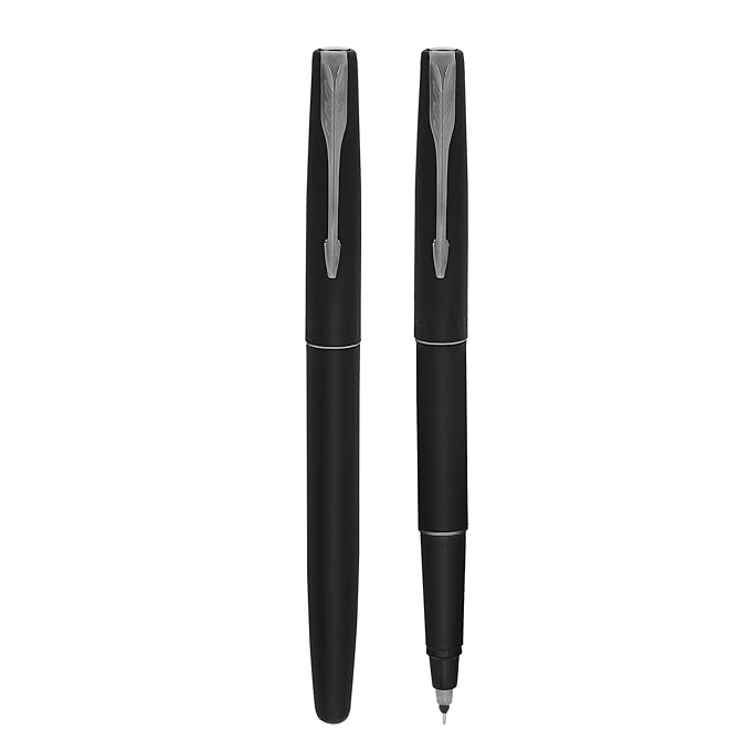 Parker Frontier Matte Black Roller Ball Pen | Gunmetal Trim |Ink Color – Blue