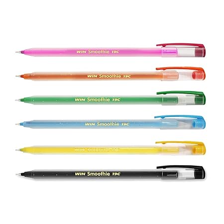 WIN Smoothie Ball Pens | 40 Pens (20 Blue Ink & 20 Black Ink) | 0.7 mm Tip | Comfortable Writing | Lightweight & Colourful Body Design | Use & Throw Pens | For One Time Use | Pens for Students | Stick