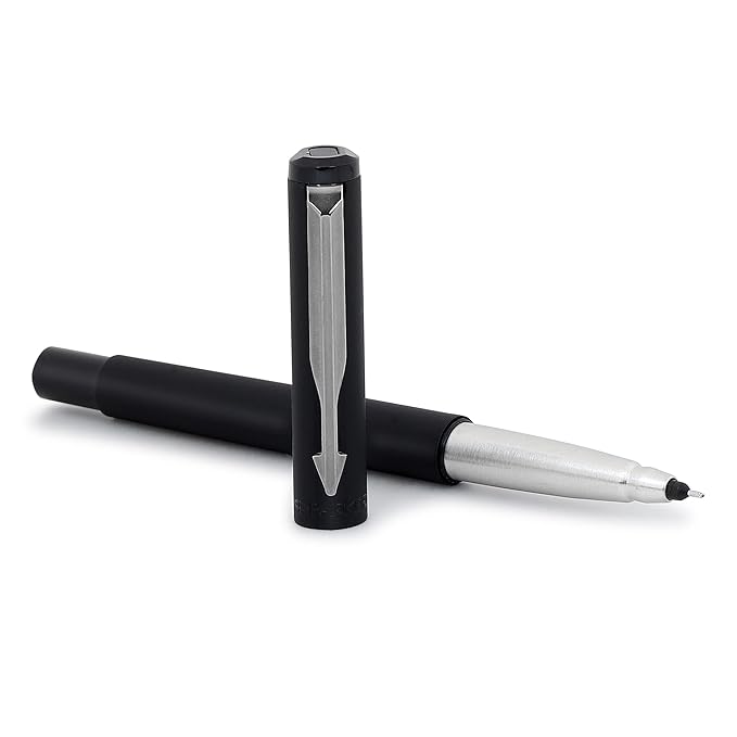 Parker Vector Matte Black Roller Ball Pen | Gunmetal Trim |Ink Color – Blue