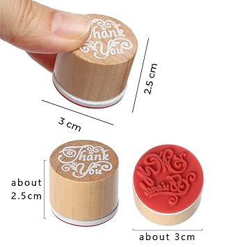 Oytra 6 Pc Wooden Round Block Word Stamps for Painting Scrapbooking Journaling Miss You, for You, Thank You, My Friend, Love, Good Luck