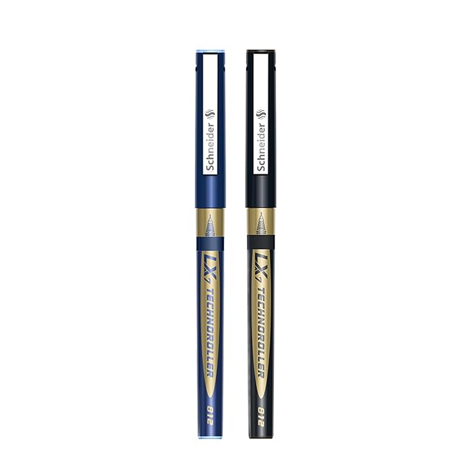 Luxor Schneider LX7 Technoroller| Pack of 2| 1Blue + 1Black |0.7 mm tip|100% Liquid Ink Roller Pen| German Technology| Smooth writing experience| Ideal Pen for Students & Professionals