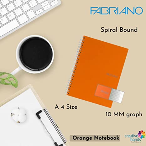 Fabriano Ecoqua A4 Spiral Bound Graph 10MM Notebook Orange