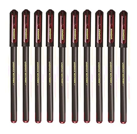 UNOMAX Geltron Pop Gel Pen (Pack of 10, Ink Color - Red)