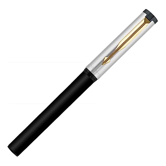 Parker Beta Premium Roller Ball Pen Gold Trim Silver Finish Cap