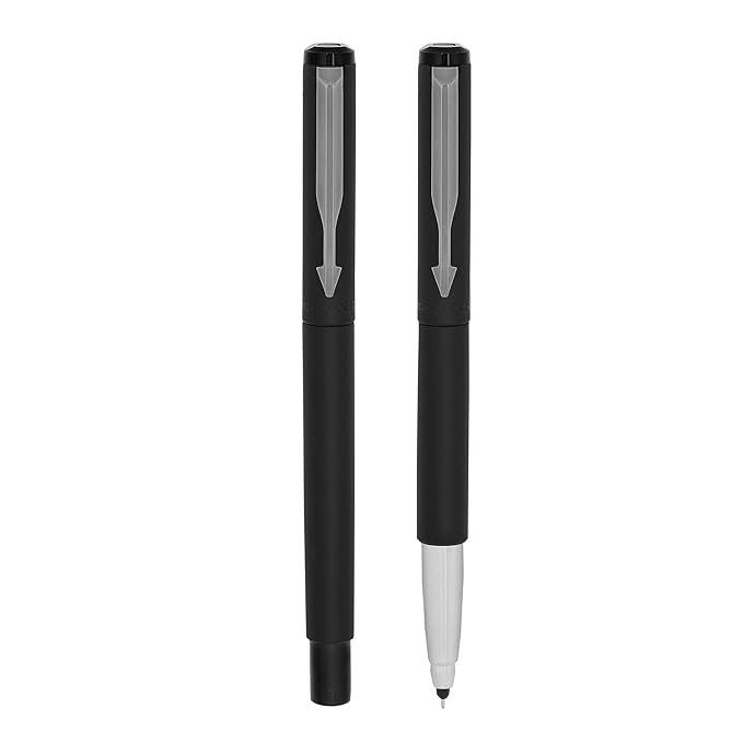 Parker Vector Matte Black Roller Ball Pen | Gunmetal Trim |Ink Color – Blue