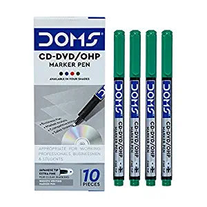 DOMS CD-DVD/OHP MARKER PEN GREEN 10 PCS PACK