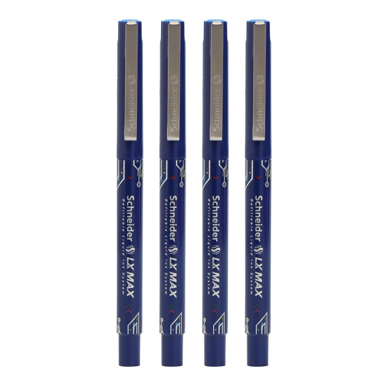 SCHNEIDER LX Max Roller Ball Pen-Needle Tip-Blue (Pack of 4)