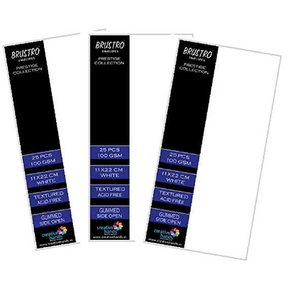 Brustro Prestige Collection Side Open Envelopes 11X22CM ( Pack of 3 each of 2)