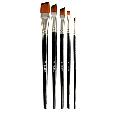 OYTRA Artists Angular Brush Set of 5 Handmade Soft Aqua Long Synthetic Hair with Stainless Wire Ideal for Art Paint, Watercolor, Quill, Oil Acrylics
