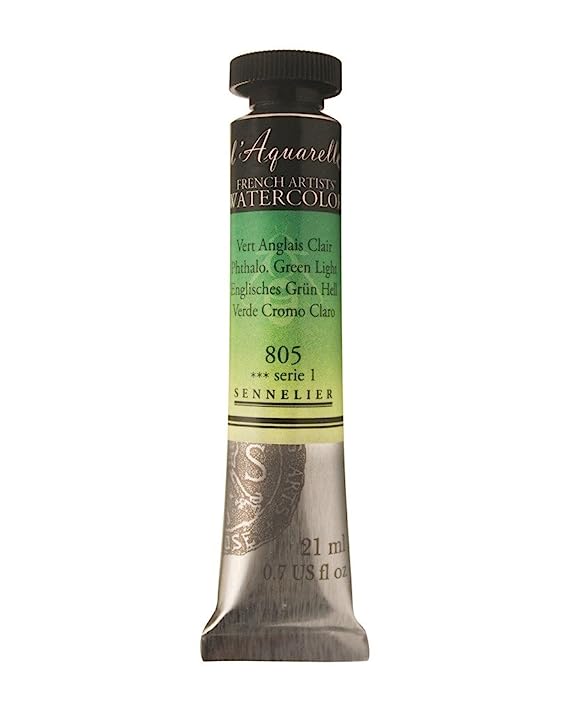 Sennelier l'Aquarelle French Artists' Watercolor 21 ML Phthalocyanine Green Light