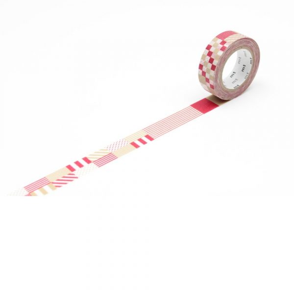 mt Washi Japanese Masking Tape Printed Designs , 15 mm x 10 mtrs Shade – Mix Red, ( Pack Of 1 )