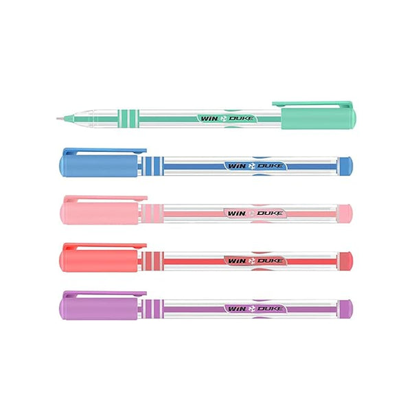 WIN Duke 20 Pens (10 Blue & 10 Black) | 0.7mm Tip | Pastel Shades Body | Ergonomic Grip | Ball Pens for students | Smooth Writing | Ideal for School Office & Business