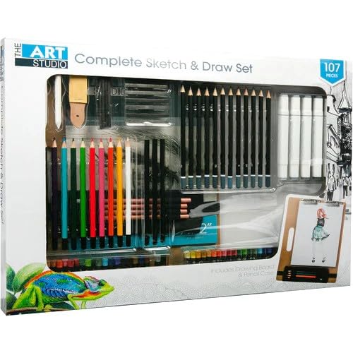 Like it The Art Studio Complete Mixed Media Art Supplies Artist Sketching and Drawing Kit 107 Pieces, Adult Art Set Travel for Beginners to Advanced