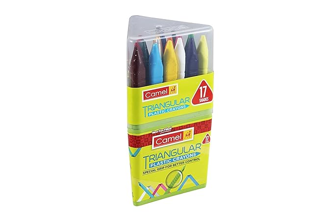 Camlin Triangular Plastic Crayon - 17 Shades (Multicolor)