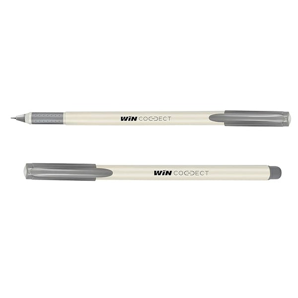 WIN Connect Ball Pens | 10 Black Pens | 0.7mm Tip | Diamond Cut Tip | Elastic Grip | Students, Exams Use | Smooth Writing | Stationery Items | Ideal fo School, Office & Business | Premium
