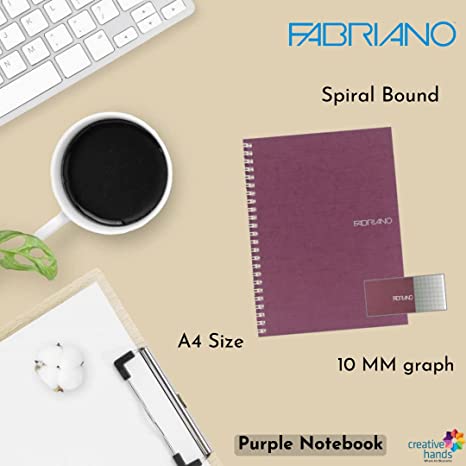 Fabriano Ecoqua A4 Spiral Bound Graph 10MM Notebook Purple