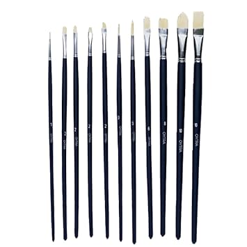 OYTRA, Oil Paint Brushes, 11pcs Professional 100% Natural Chungking Hog Bristle Artist Paint Brushes
