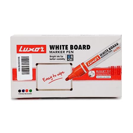 Luxor Refillable White Board Marker - Black - Box Of 10