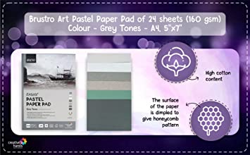 Brustro Artists' Pastel Paper Pad of 24 Sheets (160 GSM), Colour - Grey Tones, Size - A4