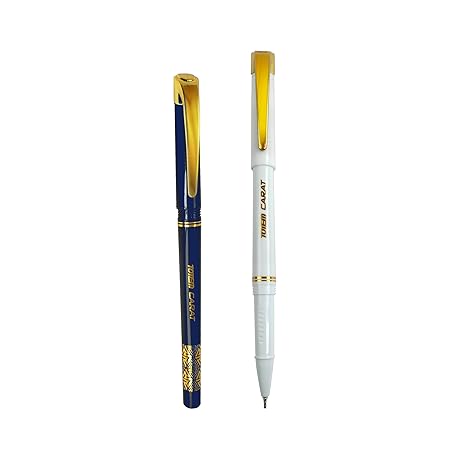 TOTEM Carat Ball Pens | 10 Blue Ink Pens | Premium Stylish Body | 0.7 mm Tip | Golden Clip | Pens for Writing | School, Office & Business Use | Stationery Set | Pens for Students