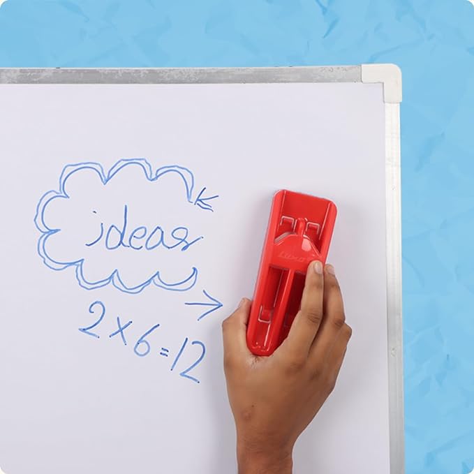 Luxor Magnetic Whiteboard Duster - Ergonomically Designed, Vibrant Red, Sturdy & Lightweight with Premium Felt Cleaning Surface - Ideal for Teachers and Home Use, Guarantees Clean Erasure, Assorted Color