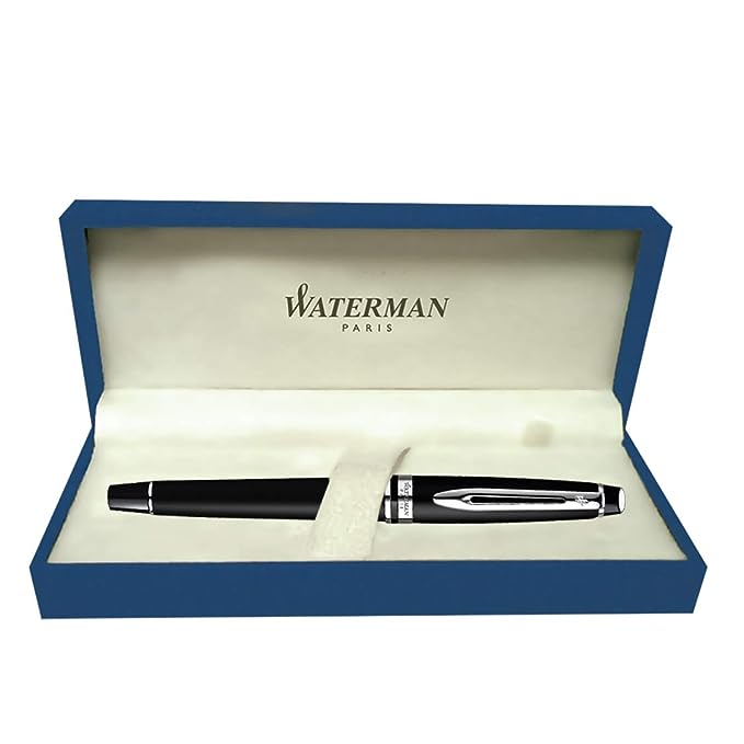 Waterman Expert Matte Black Chrome Trim  Fountain Pen Fine Nib
