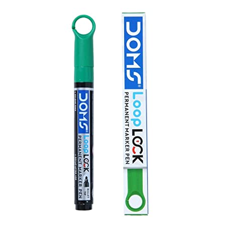 DOMS LOOP LOCK P/MARKER PEN GREEN 10 PCS PACK