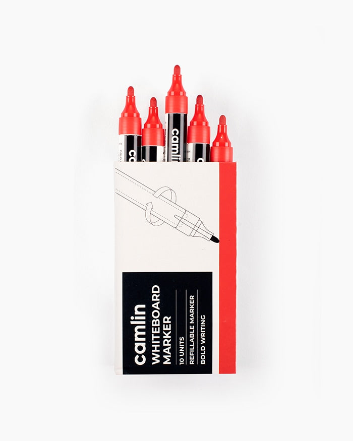 CAMLIN WHITE BOARD MARKER RED, Pack of 10