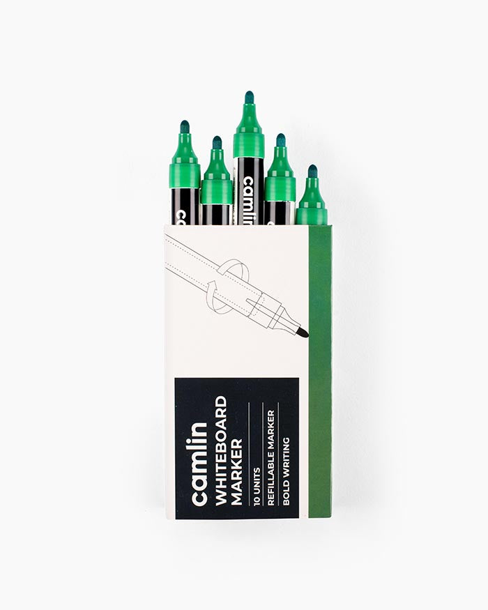 CAMLIN WHITE BOARD MARKER GREEN, Pack of 10