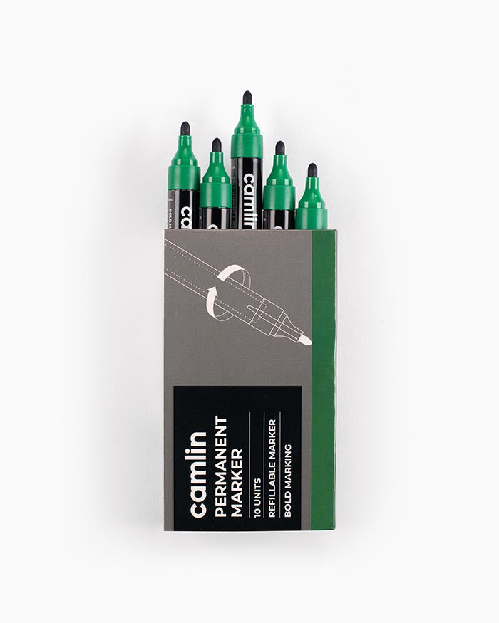 CAMLIN PERMANENT MARKER GREEN, Pack of 10