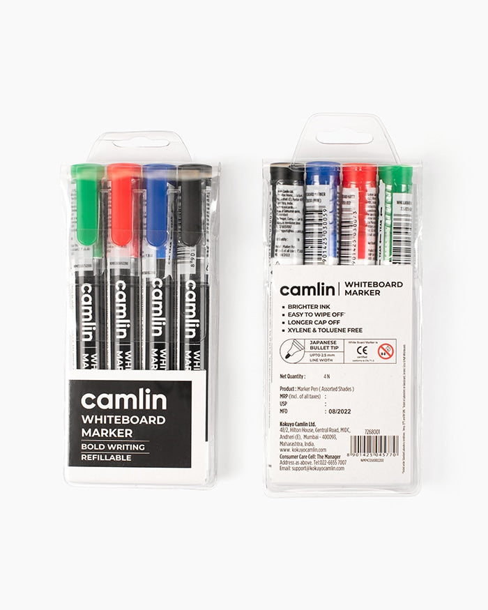 Camlin Whiteboard Markers Assorted pouch of 4 shades