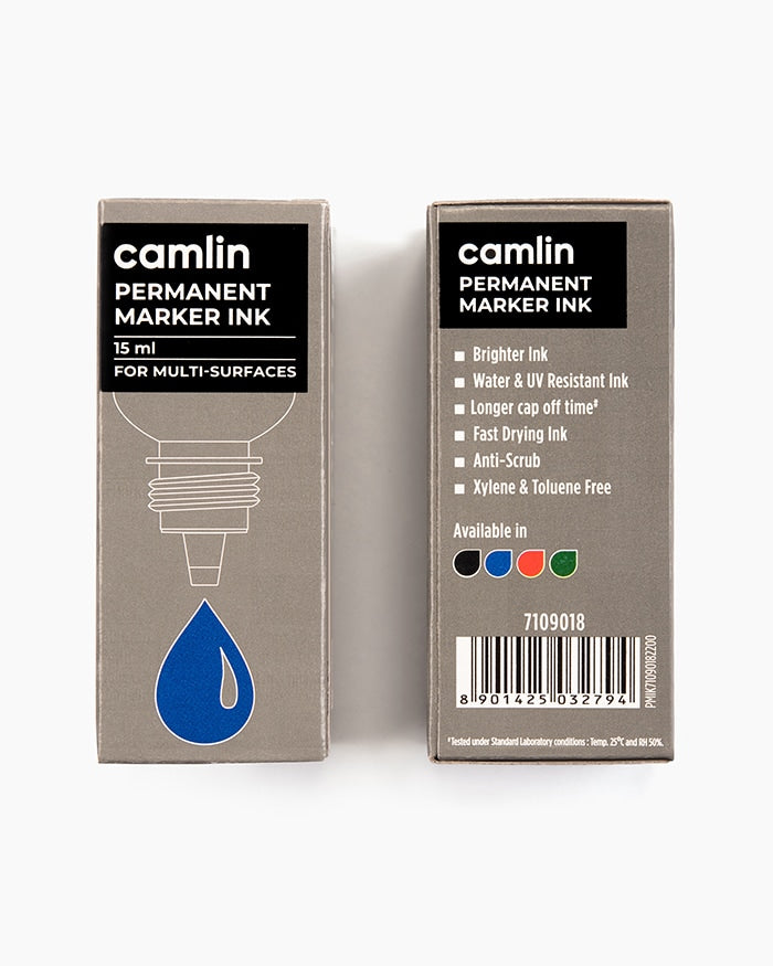 CAMLIN PERMANENT MARKER INK - 15 ML BLUE, Pack of 2