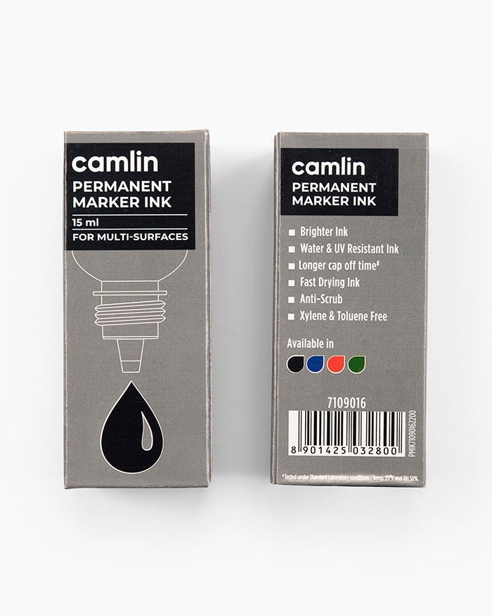 CAMLIN PERMANENT MARKER INK - 15 ML BLACK, Pack of 2