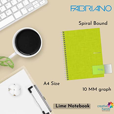 Fabriano Ecoqua A4 Spiral Bound Graph 10MM Notebook Lime