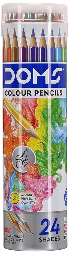 DOMS 24 Shades Round Shaped Color Pencils (Set of 24, Multicolor)