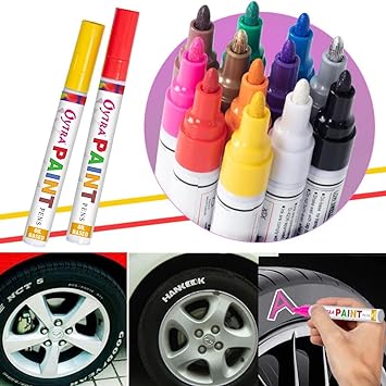 Oytra Paint Marker Pens Permanent Waterproof Oil Based 12 Colors/Set for Painting on Metal Fabric Rocks Canvas Wood Paper Glass Ceramic Shoes Tyre Stone Art Craft Supplies DIY