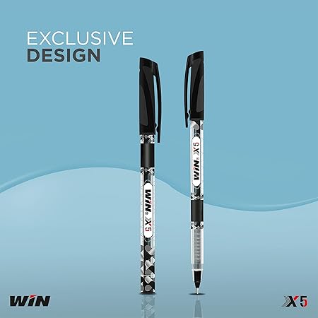 WIN X5 Ball Pens | 10 Black Ink Pens|0.7mm Tip|Smooth Flow of Ink |Comfortable for Writing| School, Office & Business Use | Budget Friendly Stick Ball Point Pens Set