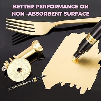 Oytra Gold Liquid Mirror Chrome Marker 1mm Tip Paint Markers for on Any Surface DIY