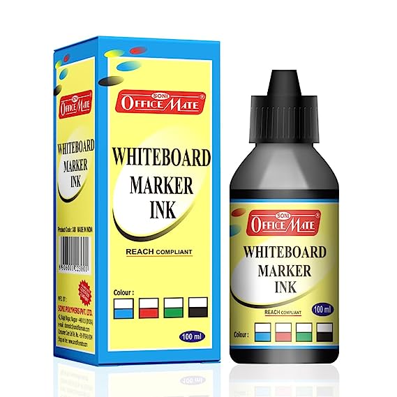 Soni Officemate Whiteboard Marker Ink (Black, 100ml, Pack of 10)