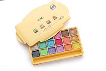 HIMI Metallic Gouache Paint Set, 18 Colors x 30ml Unique Jelly Cup Design with 3 Paint Brushes and a Palette in Carrying Case, Perfect for Artists, Students, Gouache Opaque Watercolor Painting
