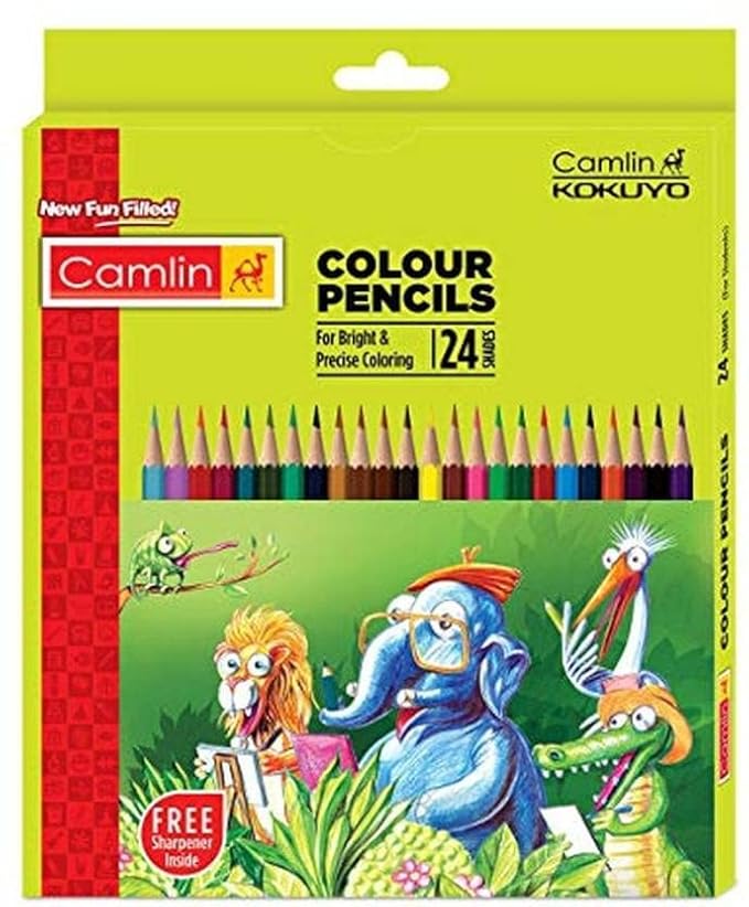 Camlin Epic Round Colour Pencil Full Size 24 Shades|Multicolor