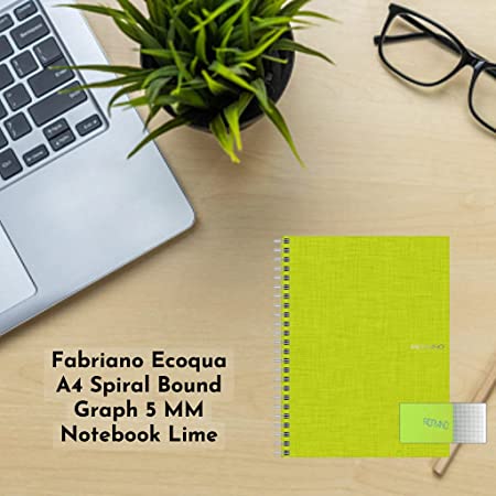 Fabriano Ecoqua A4 Spiral Bound Graph 5MM Notebook Lime