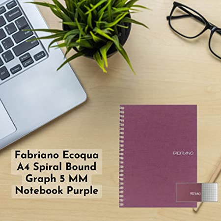 Fabriano Ecoqua A4 Spiral Bound Graph 5MM Notebook Purple