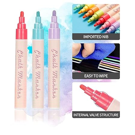 Oytra Marker Chalk Pens 8 Colors for Whiteboard Blackboard Set Water Based Erasable for Decoration Daily Writing Broad Tip