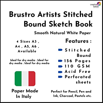 Brustro Artists’ Sketch Book Stitched Bound A5 Landscape (110 GSM, 156 Pages Acid Free)