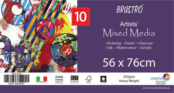 Brustro Artists' Mixed Media Paper 250 Gsm Imperial Size (56 x76 cm OR 22 x29.9 inches) (10 Sheets)