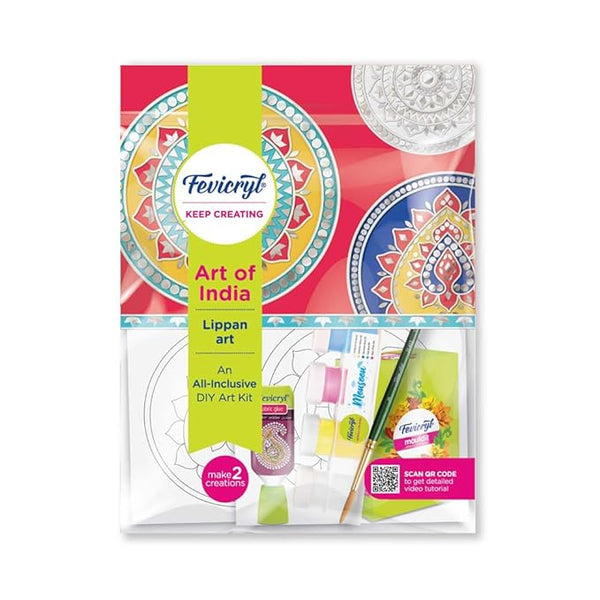 Fevicryl Lippan Art Kit: Complete DIY Set, Includes Wooden Boards, Acrylic Paints, Mirror Packets, Brushes, OHP Sheets, Mouldit, and Glue! Ideal for hobbyists, Boys, Girls Above 14+